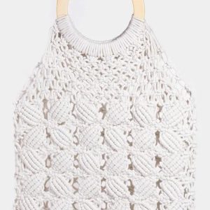 Fame Boho Braided Wooden Top Handle Bag
